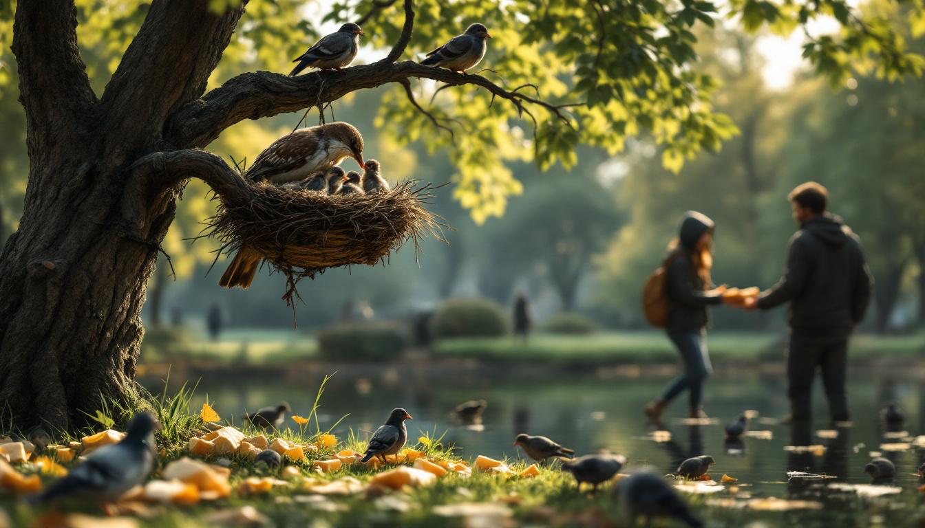 het voeren van brood aan vogels is schadelijker dan ze helemaal niet te voeren, omdat het hun gezondheid en natuurlijke voedingspatronen kan schaden.