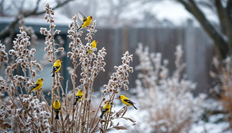 ontdek welke drie vaste planten je in de winter kunt laten staan om massaal goudvinken aan te trekken en je tuin tot leven te brengen in het koude seizoen.