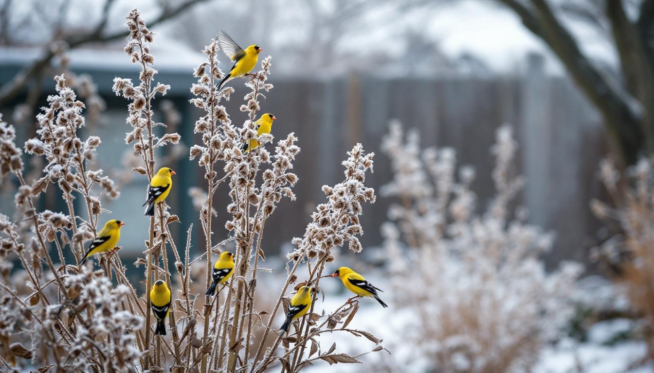 ontdek welke drie vaste planten je in de winter kunt laten staan om massaal goudvinken aan te trekken en je tuin tot leven te brengen in het koude seizoen.
