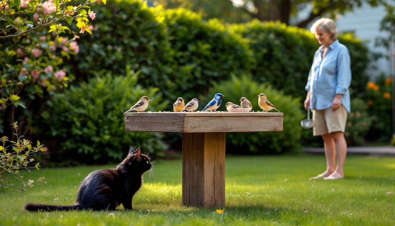 een hoogte van 1,5 meter zorgt ervoor dat katten veilig op afstand blijven van voedertafels, zodat uw vogels ongestoord kunnen eten.