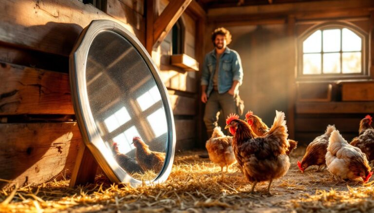 ontdek hoe een simpele spiegel in het kippenhok jouw kippen rustiger en productiever maakt met deze verrassende truc.