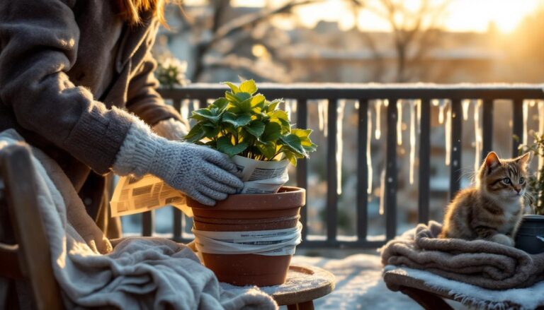 bescherm je geraniums op het balkon tegen vorst tot -5 graden met slechts een paar kranten. eenvoudige en effectieve tips voor winterbescherming.