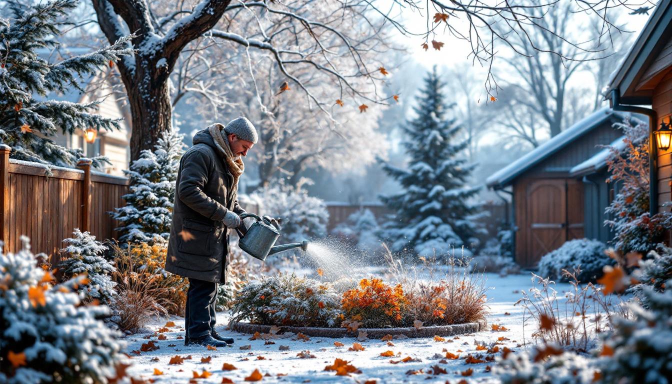 ontdek of u uw tuin in de winter moet water geven en welke regels schade aan planten voorkomen tijdens het koude seizoen.
