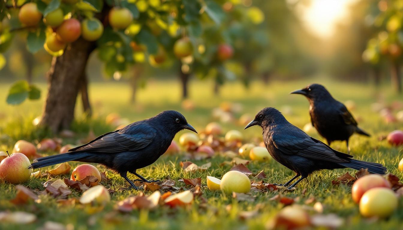 stop met het verspillen van gevallen fruit: merels zijn afhankelijk van deze natuurlijke voedselbron voor hun overleving.
