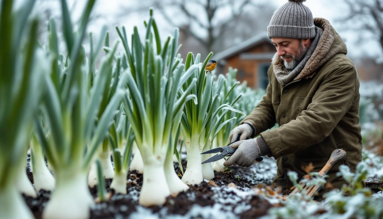 ontdek waarom ik mijn prei midden in de winter bijsnijd en hoe dit helpt om ziektes te voorkomen voor een gezonde oogst.