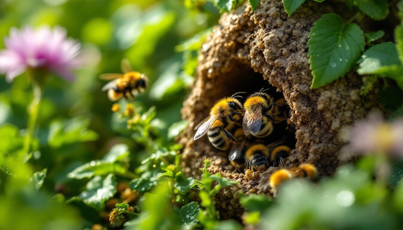 ontdek hoe hommels een slimme en doeltreffende strategie gebruiken om hun nest te beschermen tegen bedreigingen.