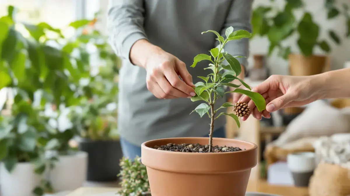 Een eenvoudige dennenappel kan het vochtbeheer van kamerplanten verbeteren