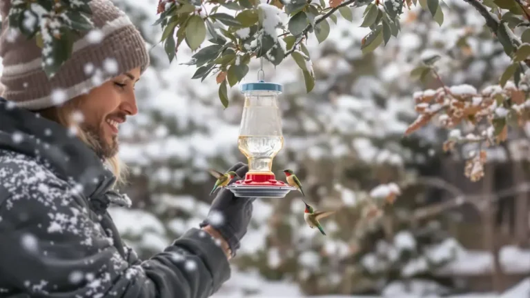 Het laten hangen van kolibrievoederbakken in de winter kan voordelig of riskant zijn, afhankelijk van de situatie