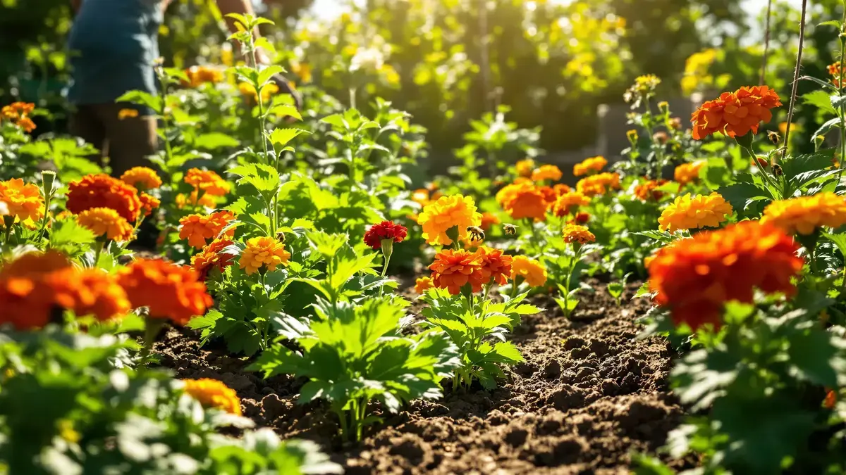 Het planten van deze groenten naast goudsbloemen vormt de hele zomer een natuurlijke barrière tegen plagen