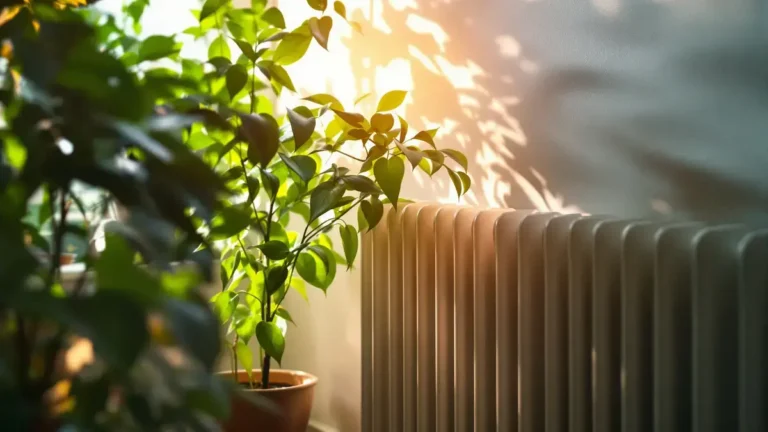 Dicht bij de radiator gedijt een kamerplant waar alle anderen verpieteren